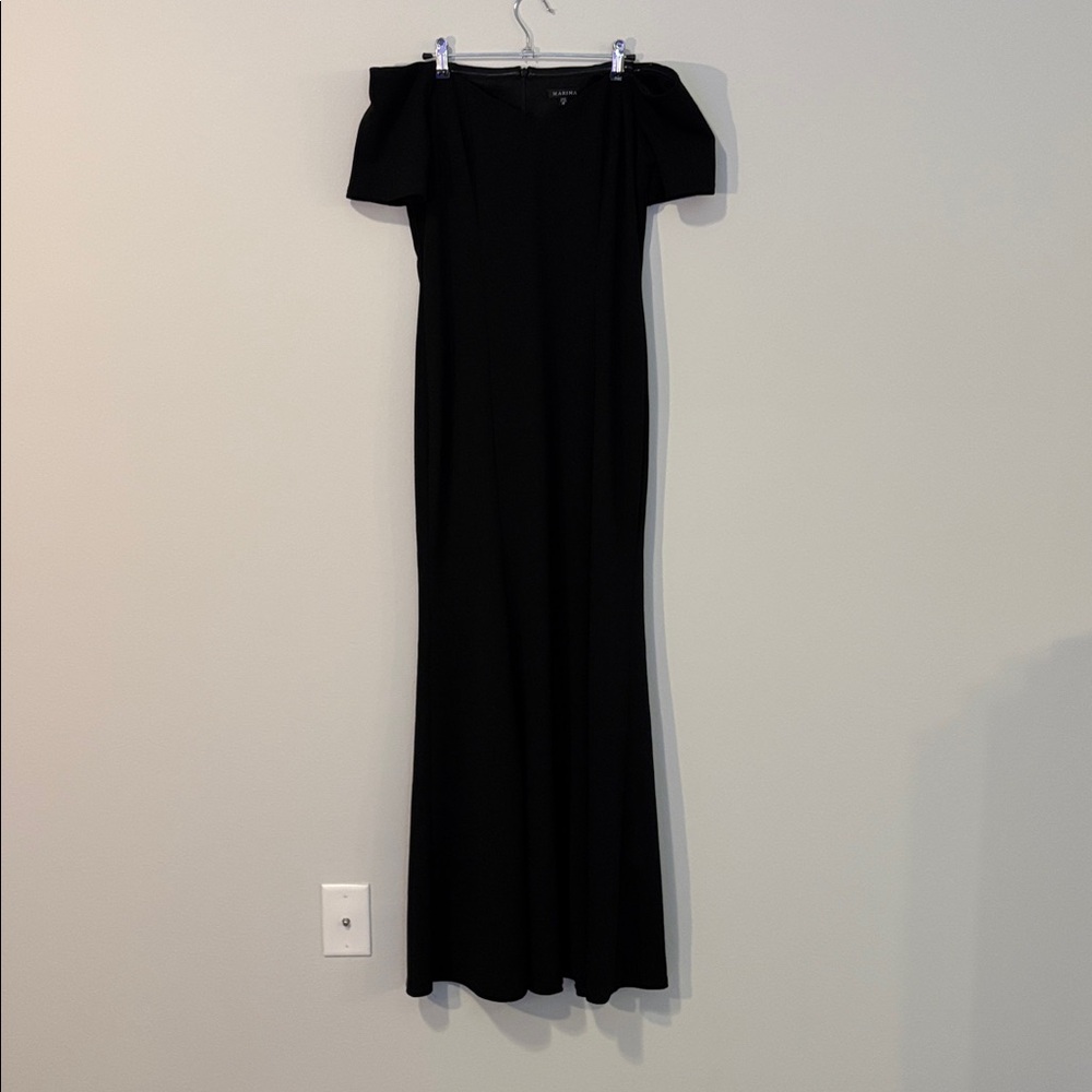 MARINA Classic Off Shoulder Black Dress